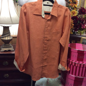 Bohio Pure LINEN Tangerine Casual Flip Cuff Shirt